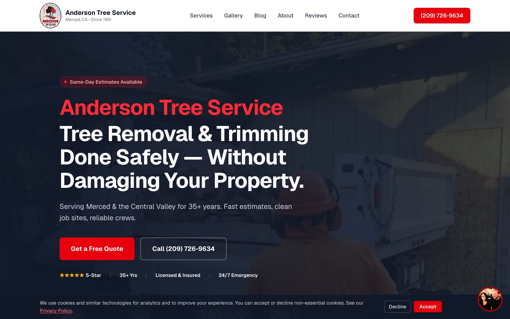 Anderson Tree Service website
